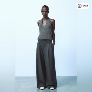 Zara Charcoal Wool Blend Skirt